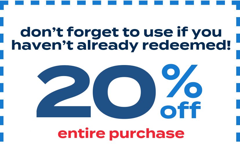 don't forget to use if you haven't already redeemed! 20% off entire purchase
