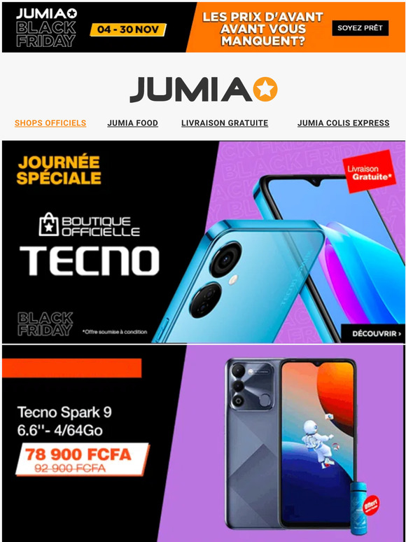 jumia.ci 78 900 F le Spark 9 😱 La Jumia Black Friday continue 🔥 Tecno