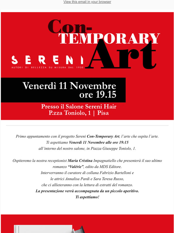 Invito Sereni Con-Temporary Art - Presentazione del libro Valérie
