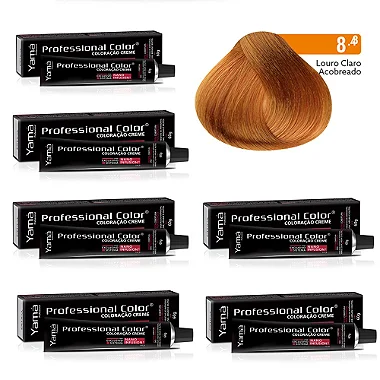 Kit C/6 Colorações Prof Color Nano 8.4 Louro Claro Acobreado Yamá