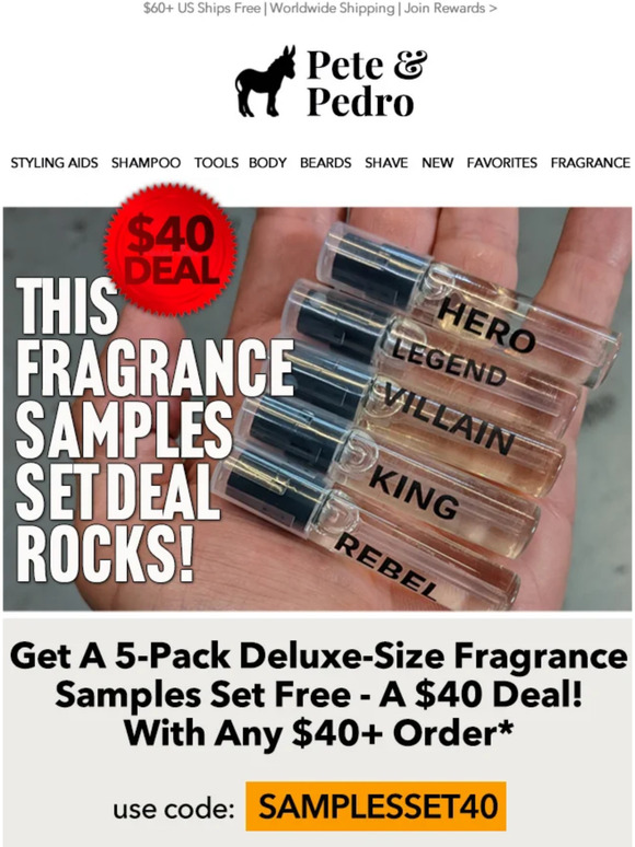 Pete & Pedro Spend 40, Get 40 Fragrance Set FREE! 🔥 Milled