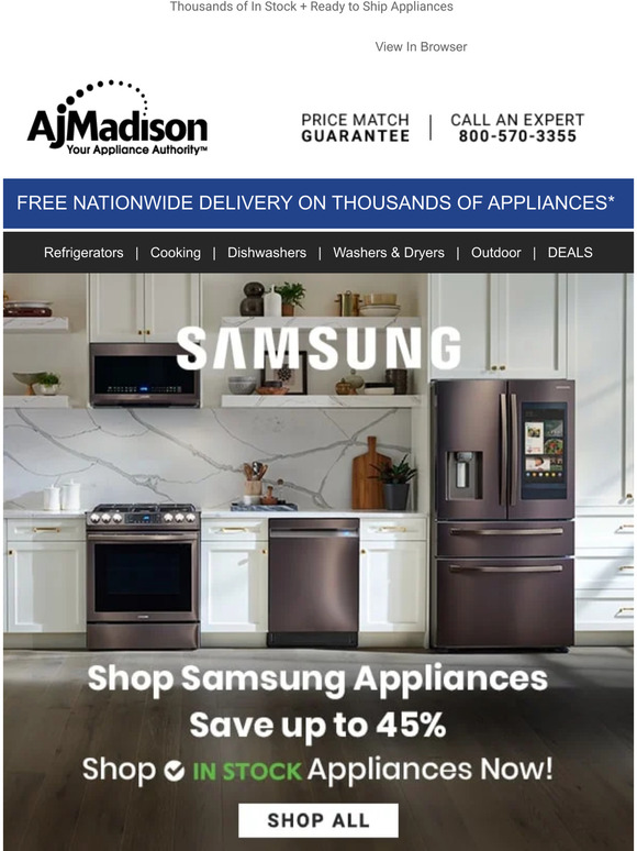 Aj Madison Samsung save up to 45 on In Stock appliances! Milled