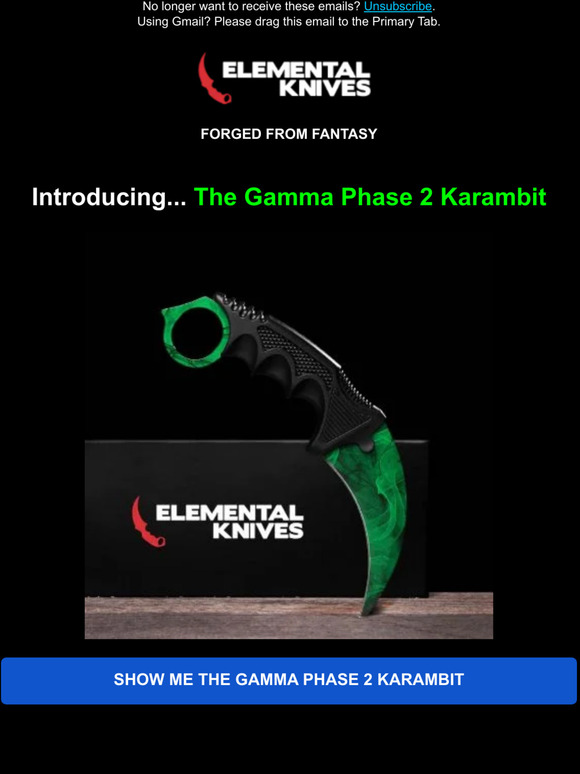 Elemental Knives The Gamma Phase 2 Karambit Milled