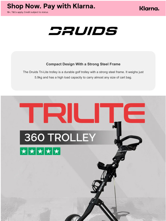 Druids Golf TRILITE 360 TROLLEY £59.99 Available Now! 🔥 Milled