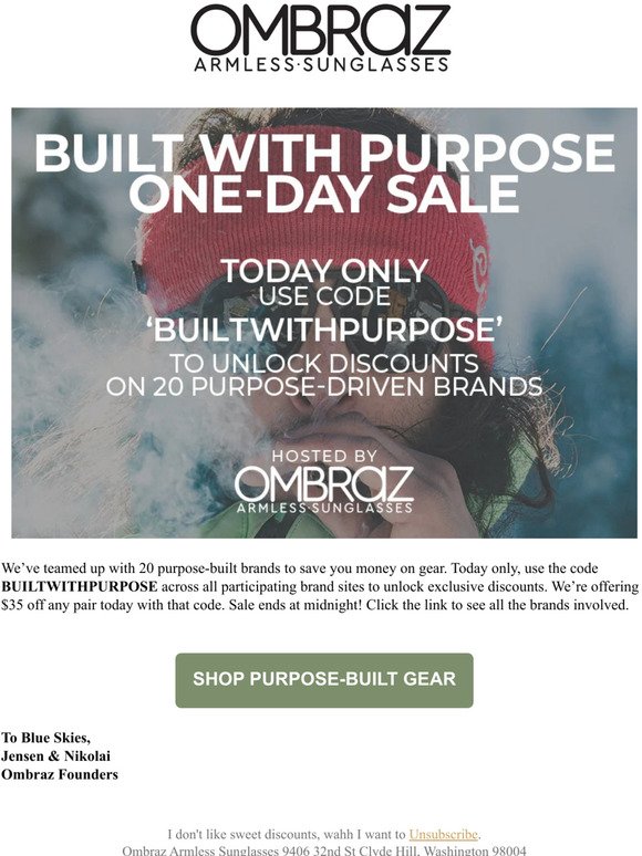 Today Only, Exclusive Sale on 20 Purpose-Built Brands