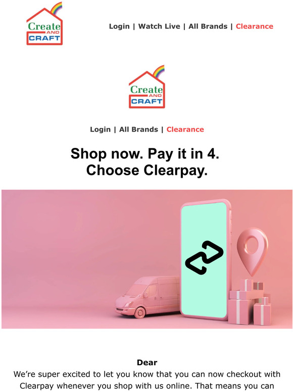 Create and Craft Yay! You can now Clearpay with Create and Craft Milled