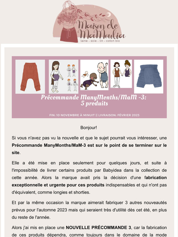 Précommande ManyMonths-3 || Arrivage Cosilana || Literie en laine