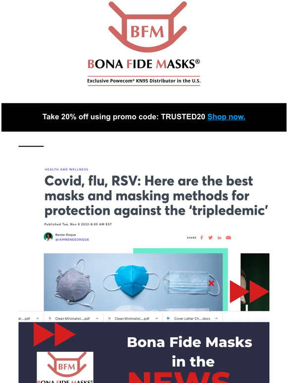 Bona Fide Masks - in the news! (promo enclosed)