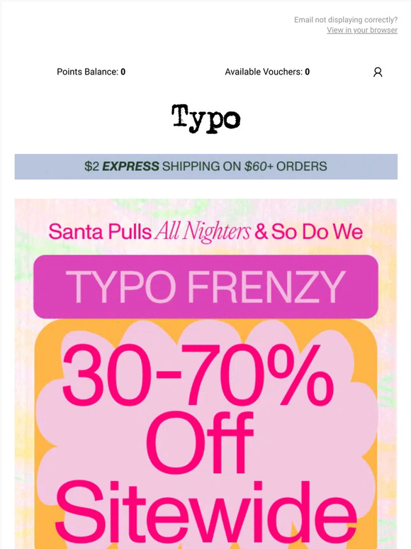 Typo chadstone deals email