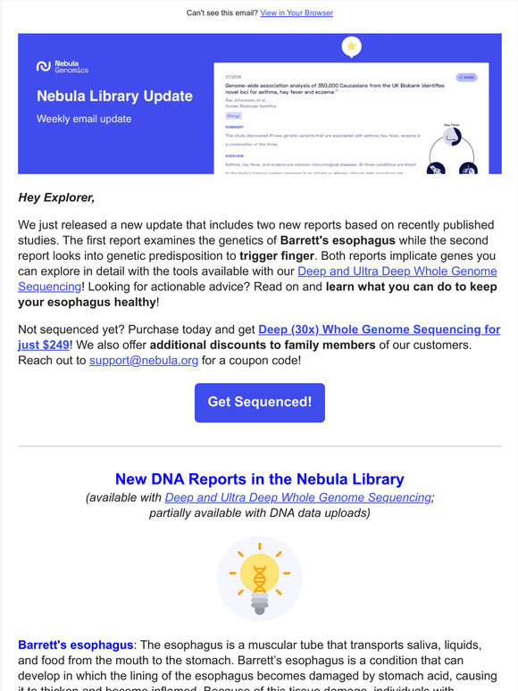 Nebula Genomics: New Reports: 🧬 Barrett’s Esophagus And Trigger Finger ...