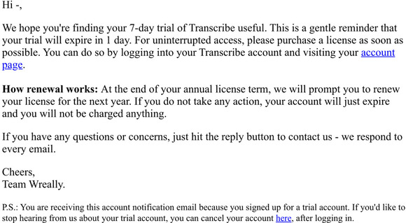 Your Transcribe Trial