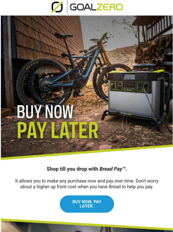 Goal Zero: Bread Pay lets you pay monthly 🍞 | Milled