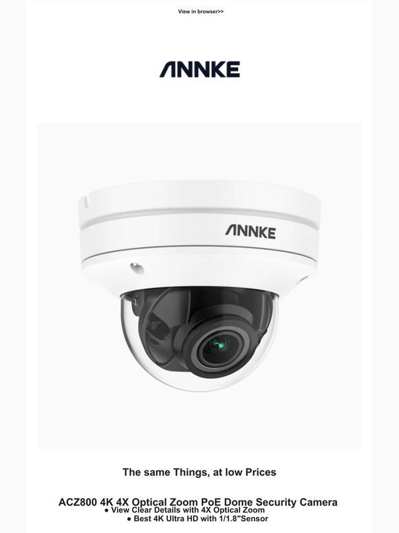 ANNKE ACZ800 4K 4X Optical Zoom PoE Dome Security Camera - ANNKE Store