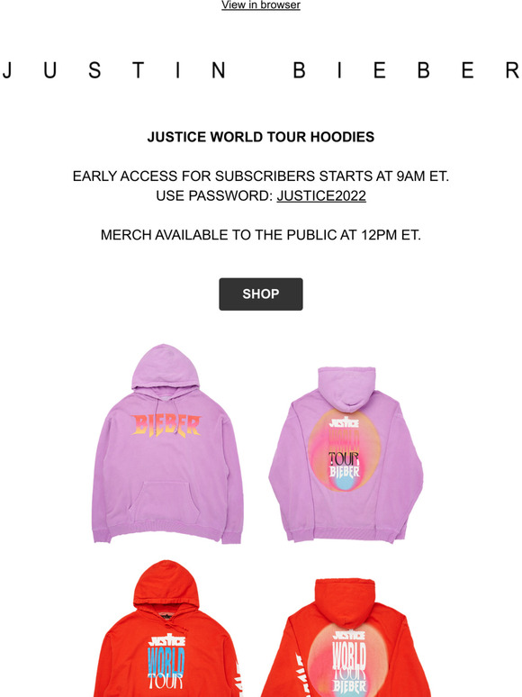 Justice World Tour Hoodies 🔥
