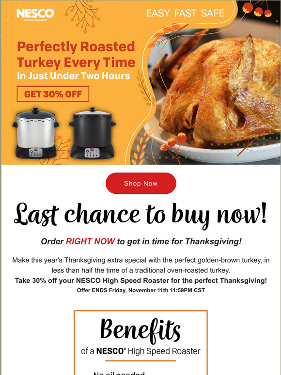 LAST CHANGE! Order our High Speed Roaster in time for holidays! 30% OFF NOW! 🍁🦃🍗