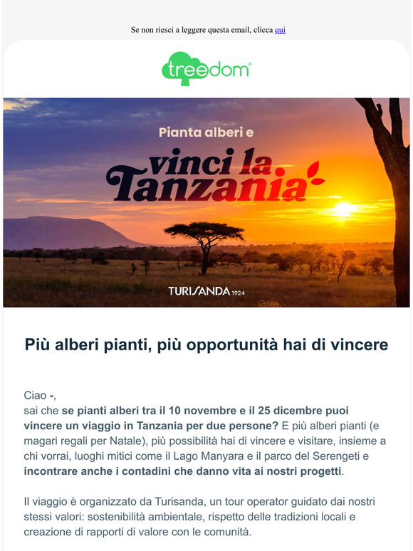 Pianta e regala alberi: vinci un viaggio in Tanzania per due