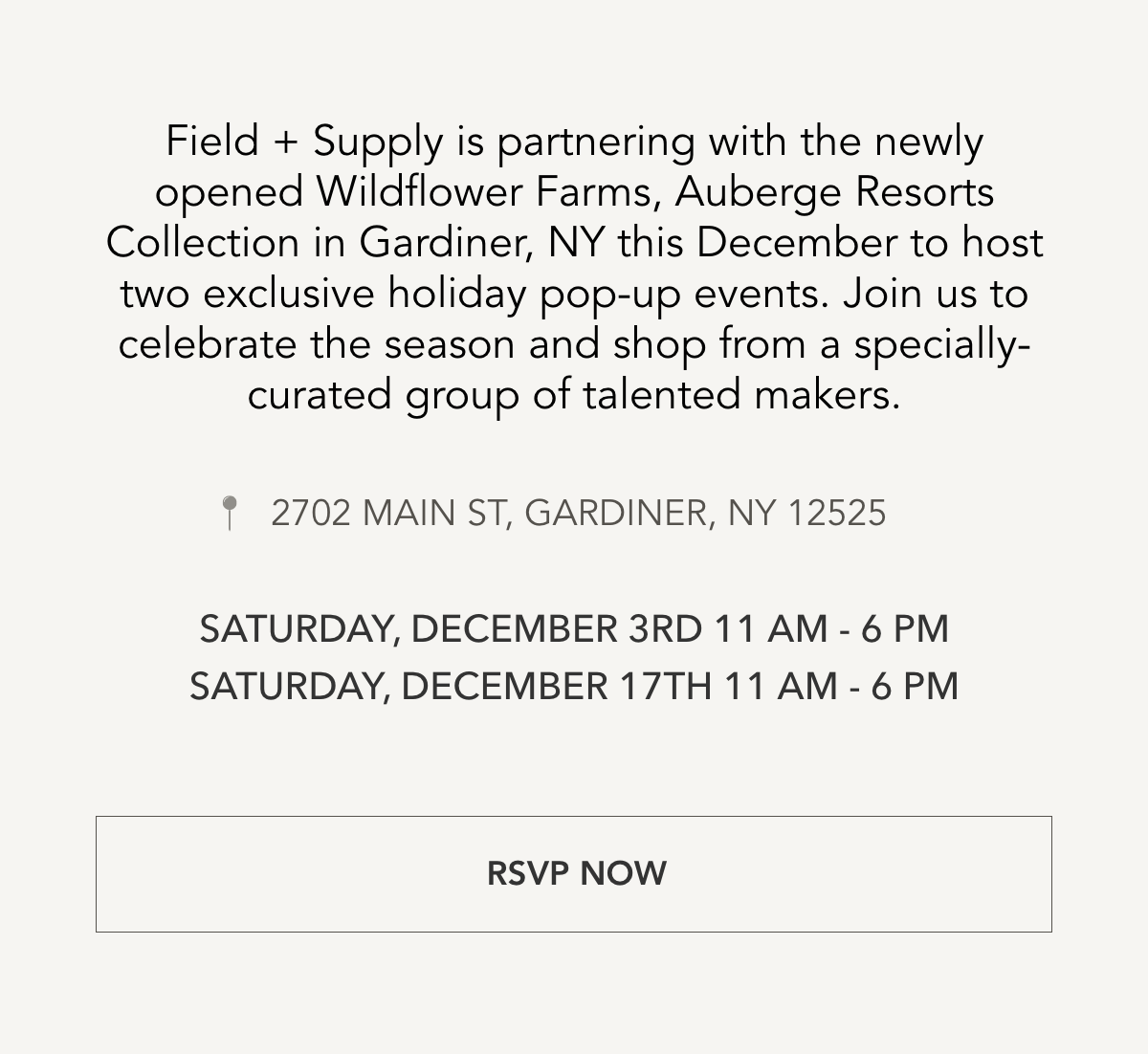 Field + Supply F+S PopUps Wildflower Farms Milled