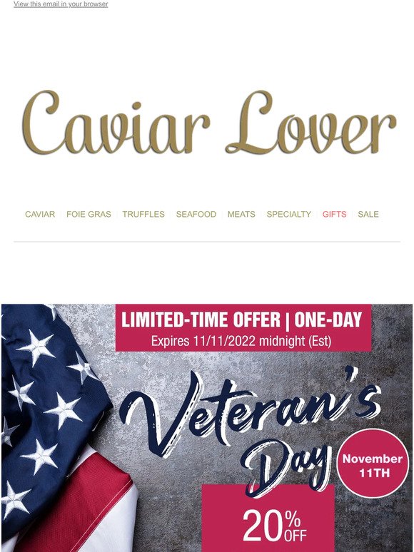 VETERANS DAY SALE | ONE-DAY ONLY