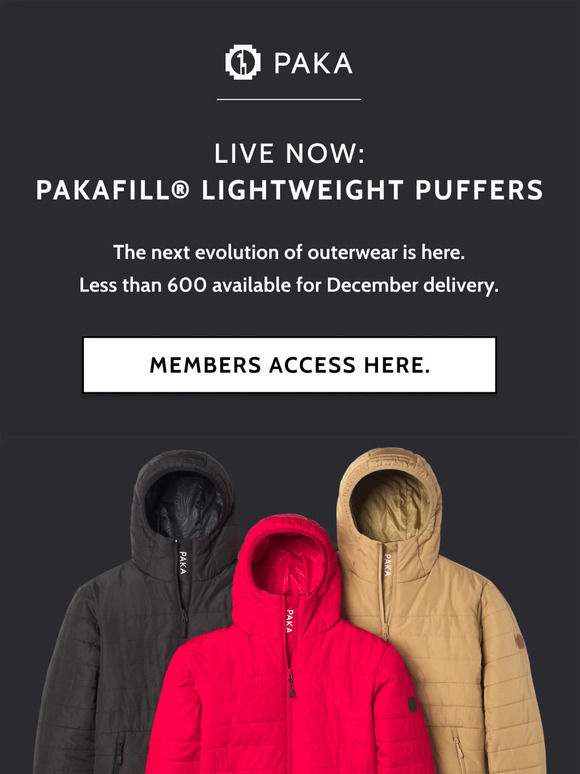 pakafill lightweight puffer