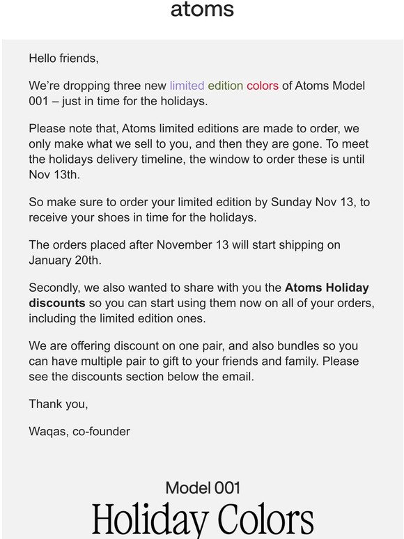 Introducing Model 001 limited edition + early holiday sale!