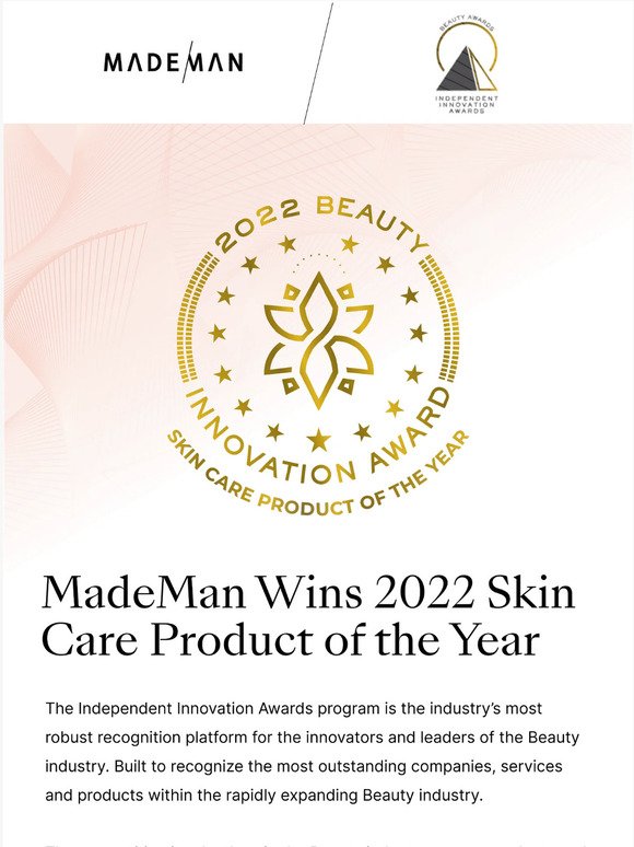 MadeMan Wins 2022 Skin Care Product of the Year