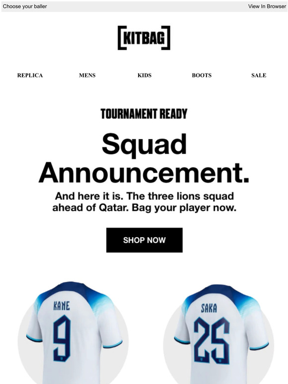 Kitbag Ltd The England Squad Has Been Announced... Milled