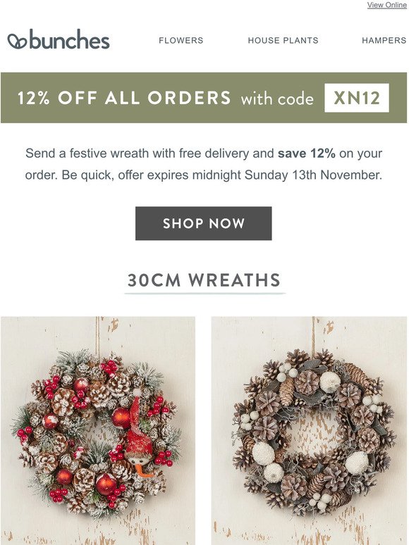 Beautiful Christmas wreaths with 12% off