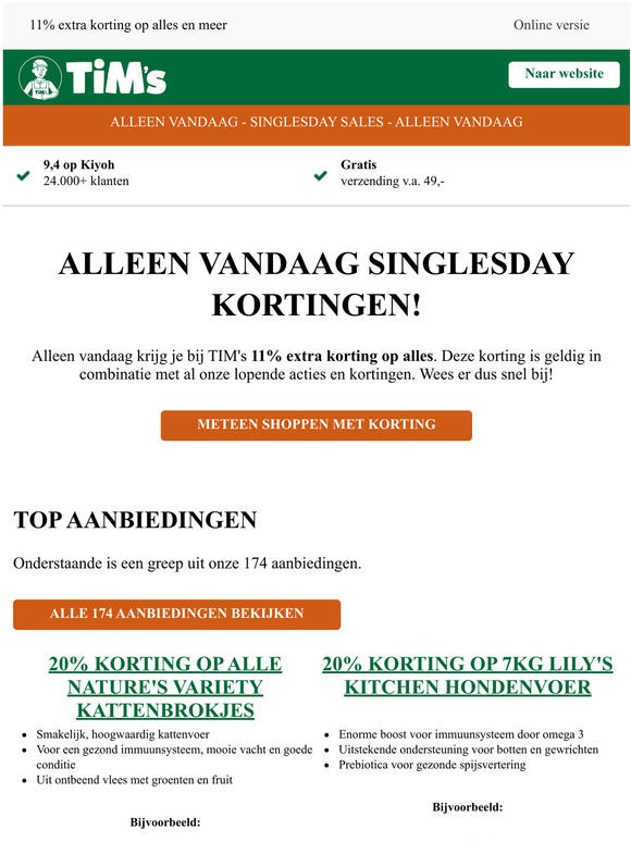 Alleen vandaag Singles day acties!