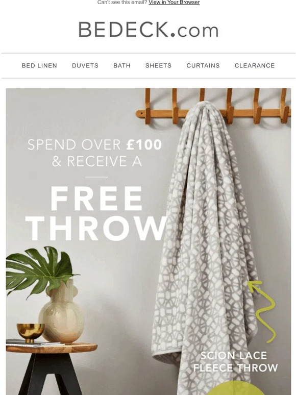 Spend over £100 and receive a FREE Scion Living Fleece Throw