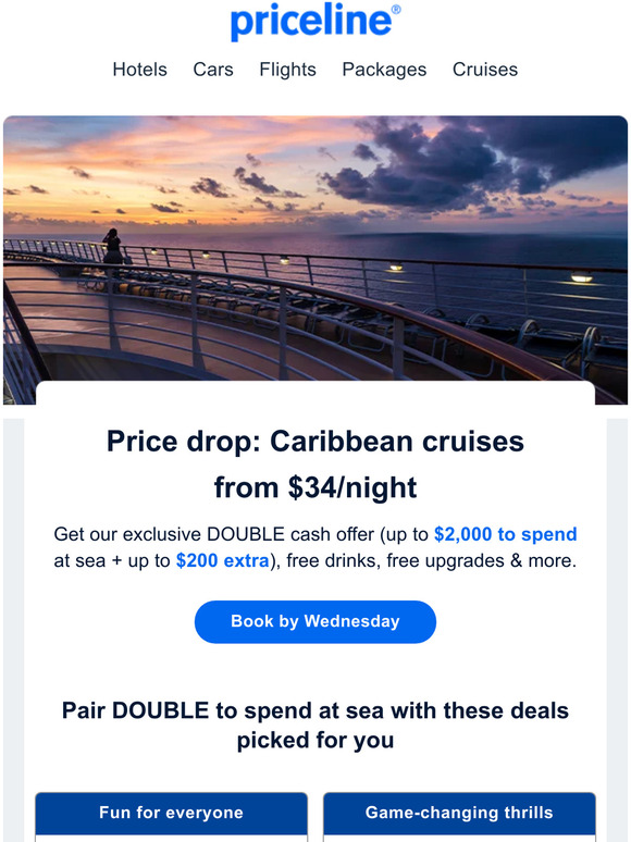 Priceline Price drop Caribbean cruises from 34/night Milled