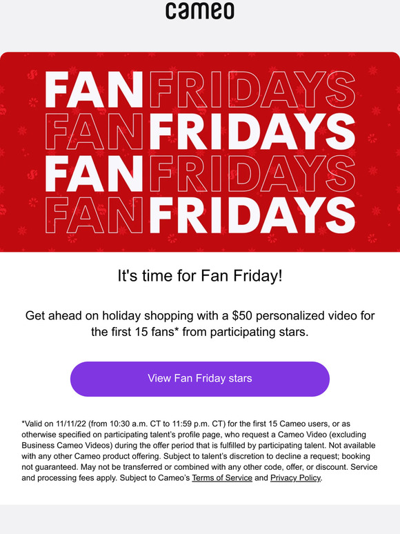 cameo 🤩 50 Fan Fridays are back 🤩 Milled