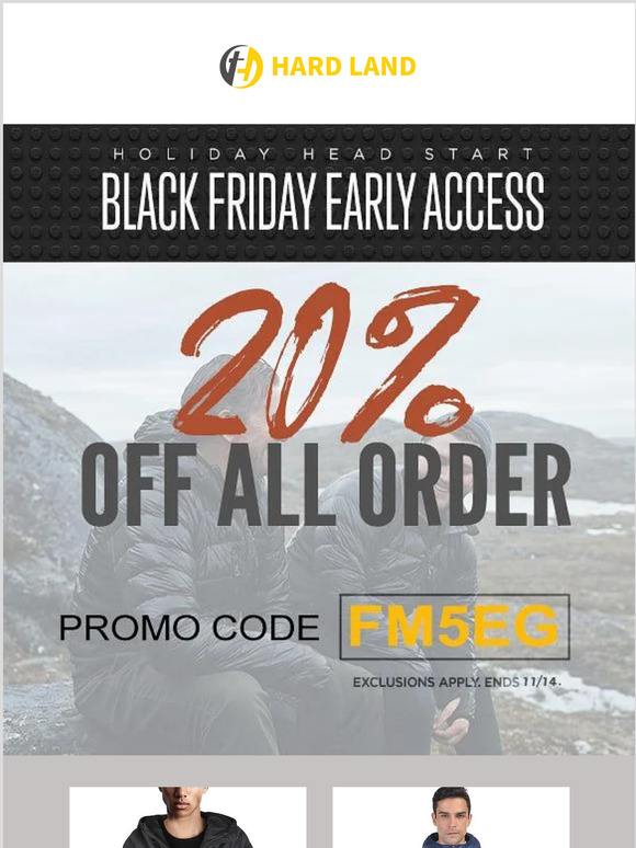 BLACK FRIDAY EARLY ACCESS 20% OFF ON ALL ORDERS