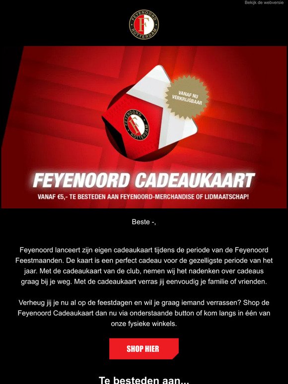 🆕 |Feyenoord Cadeaukaart: leuk om te geven én te krijgen! 🎁