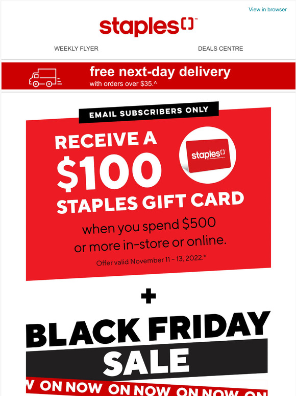 Staples Print & Marketing Get a 100 Staples gift card 👉 Find out how