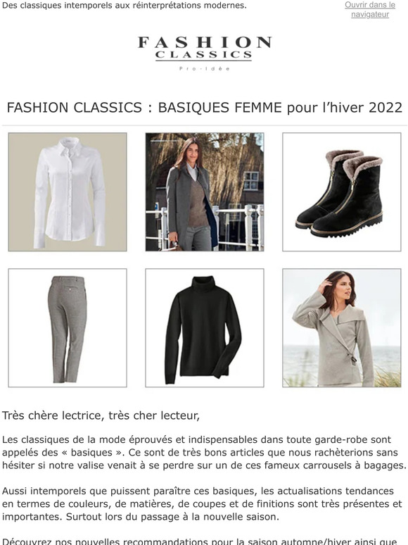 FASHION CLASSICS : BASIQUES FEMME pour l’hiver 2022