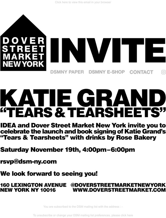 Dover Street Market IDEA and DSMNY invite you to celebrate the launch