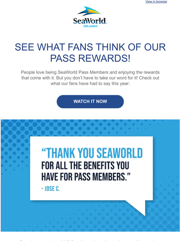 SeaWorld Parks See What Fans Think of Our Pass Rewards! Milled