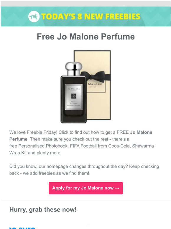 MagicFreebies Free Jo Malone Perfume Milled