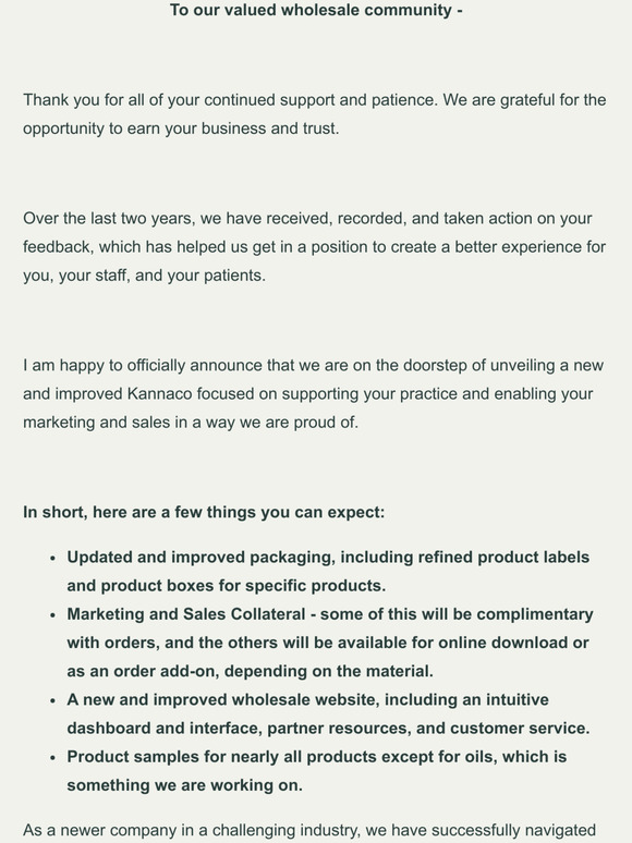 Kannaco is evolving - a message from our CEO