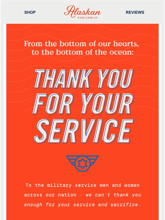 Alaskan King Crab Co. Thank You, Veterans Milled