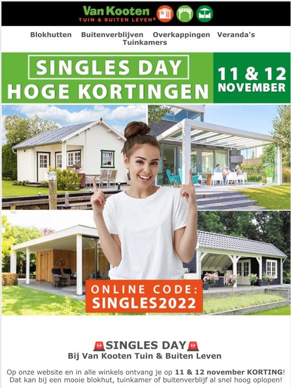 HOGE KORTINGEN tijdens Singles Day bij Van Kooten Tuin & Buiten Leven