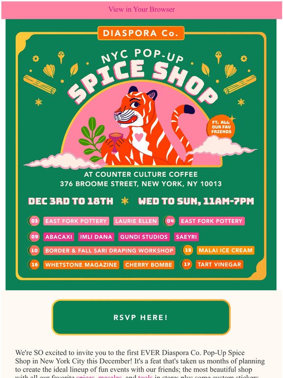 Come Hang IRL at our Pop-Up Spice Shop! 🐯