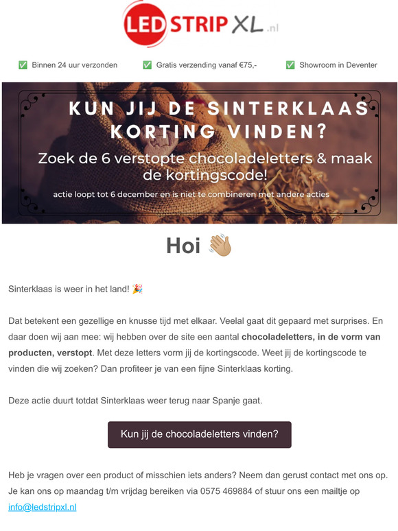 , kun jij de chocoladeletters vinden en dus korting krijgen?