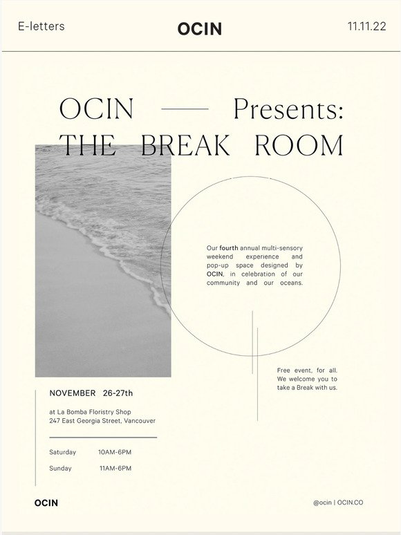 You are invited to The Break Room November 26-27th