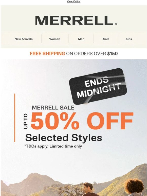 Merrell Sale Ends Tonight!