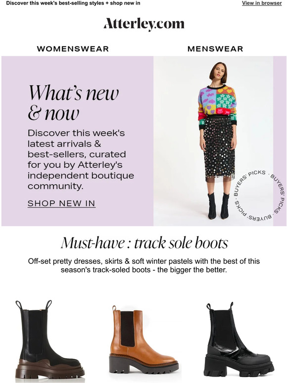 5 trending looks inc. chunky track-soled boots, Ganni beanie hats & green sweaters