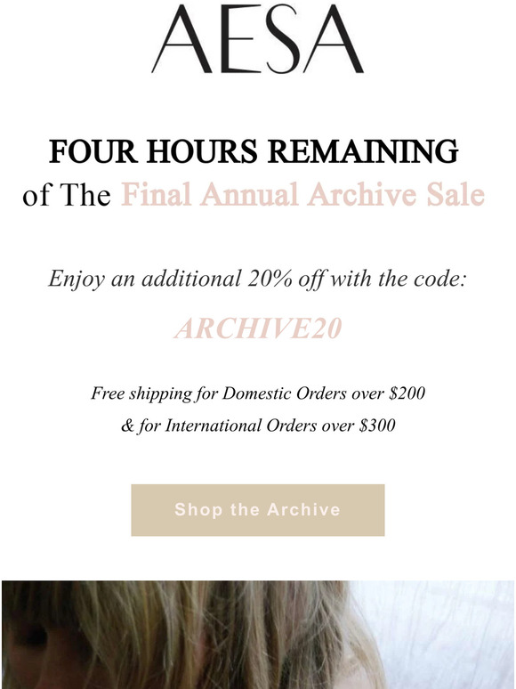 20% OFF for Final Hours of the Aesa Archive Sale