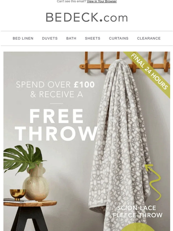 Hurry! Spend over £100 and receive a FREE Scion Living Fleece Throw - FINAL 24 HOURS