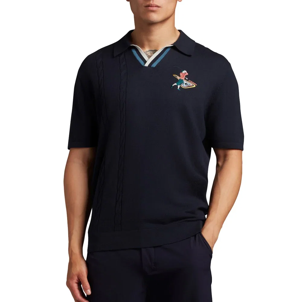 Image of Lyle & Scott The Gregor Knitted Polo - Dark Navy