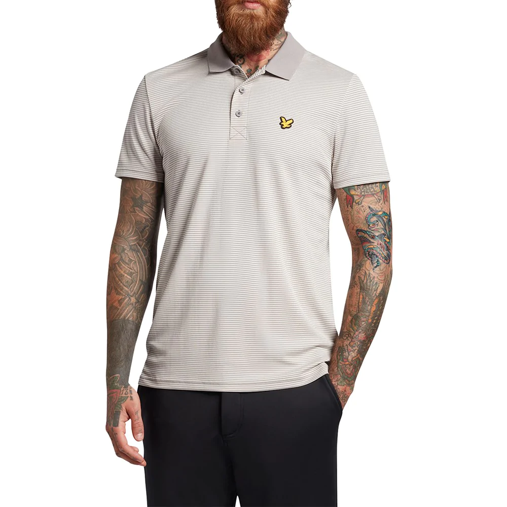 Image of Lyle & Scott Light Microstripe Polo Shirt - Warm Dust/Blush Grey